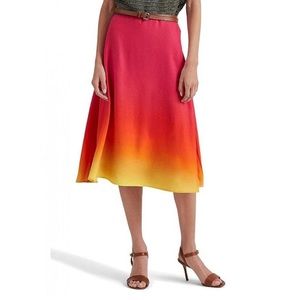 Lauren Ralph Lauren Linen Blend Ombre Midi Skirt, Size 8, NWOT